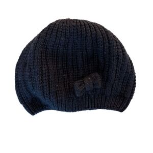 H&M Navy Blue Girls Knit Kids Beret with Bow Size 8